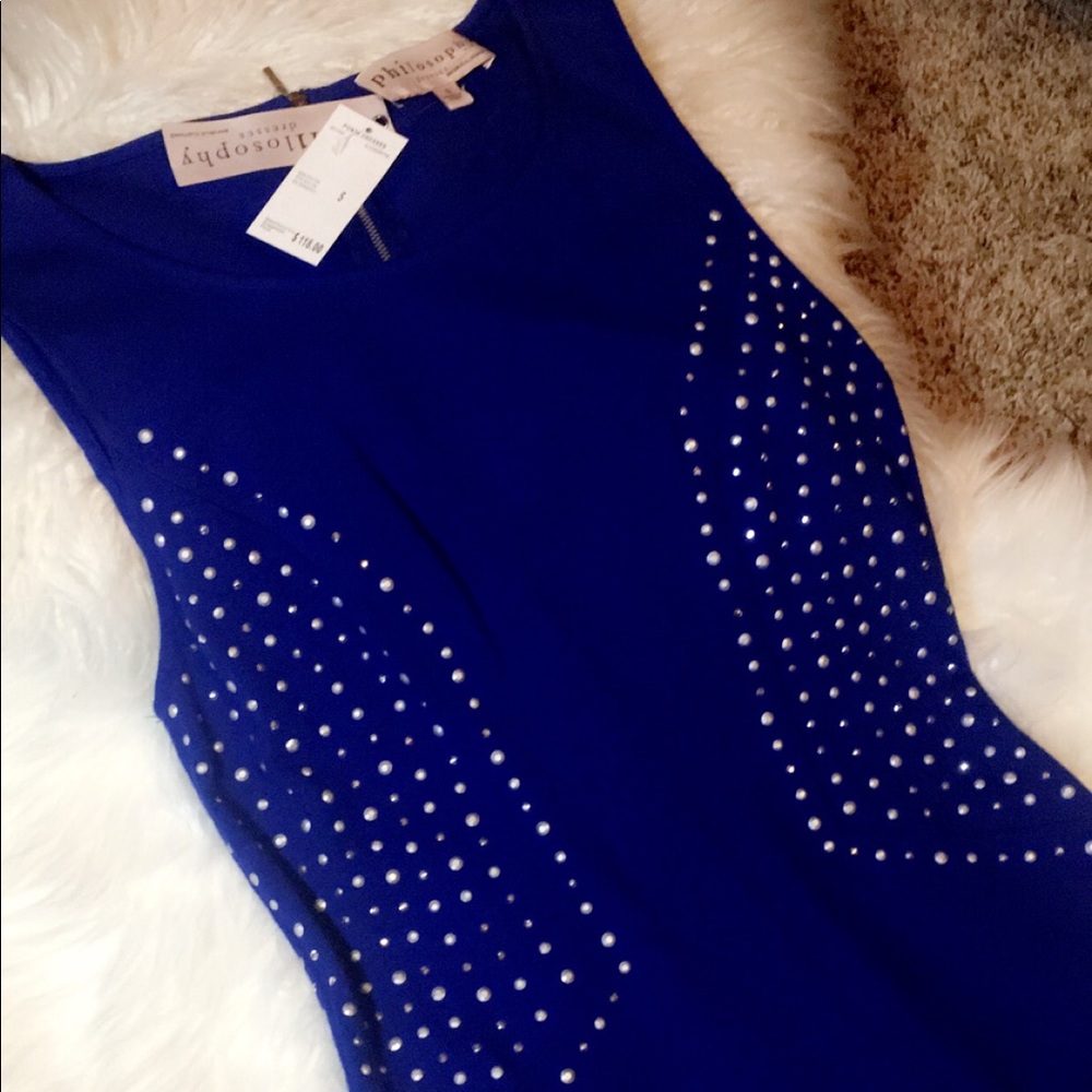 NWT navy & studded PHILOSOPHY dress  - Picture 5 of 7